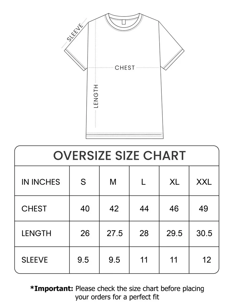 Otta Mind (Oversized T-Shirt) Size Chart